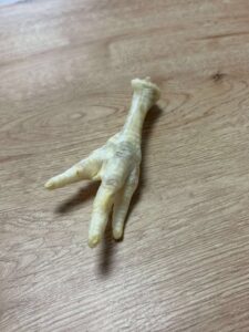 Patte de poulet blanchie