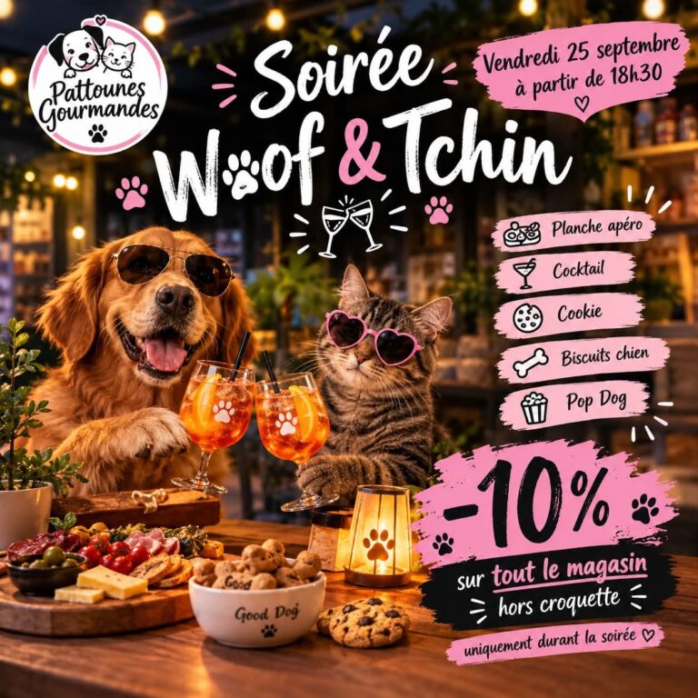 🐾 Soirée Woof & Tchin chez Pattounes Gourmandes : une soirée festive à ne pas manquer !